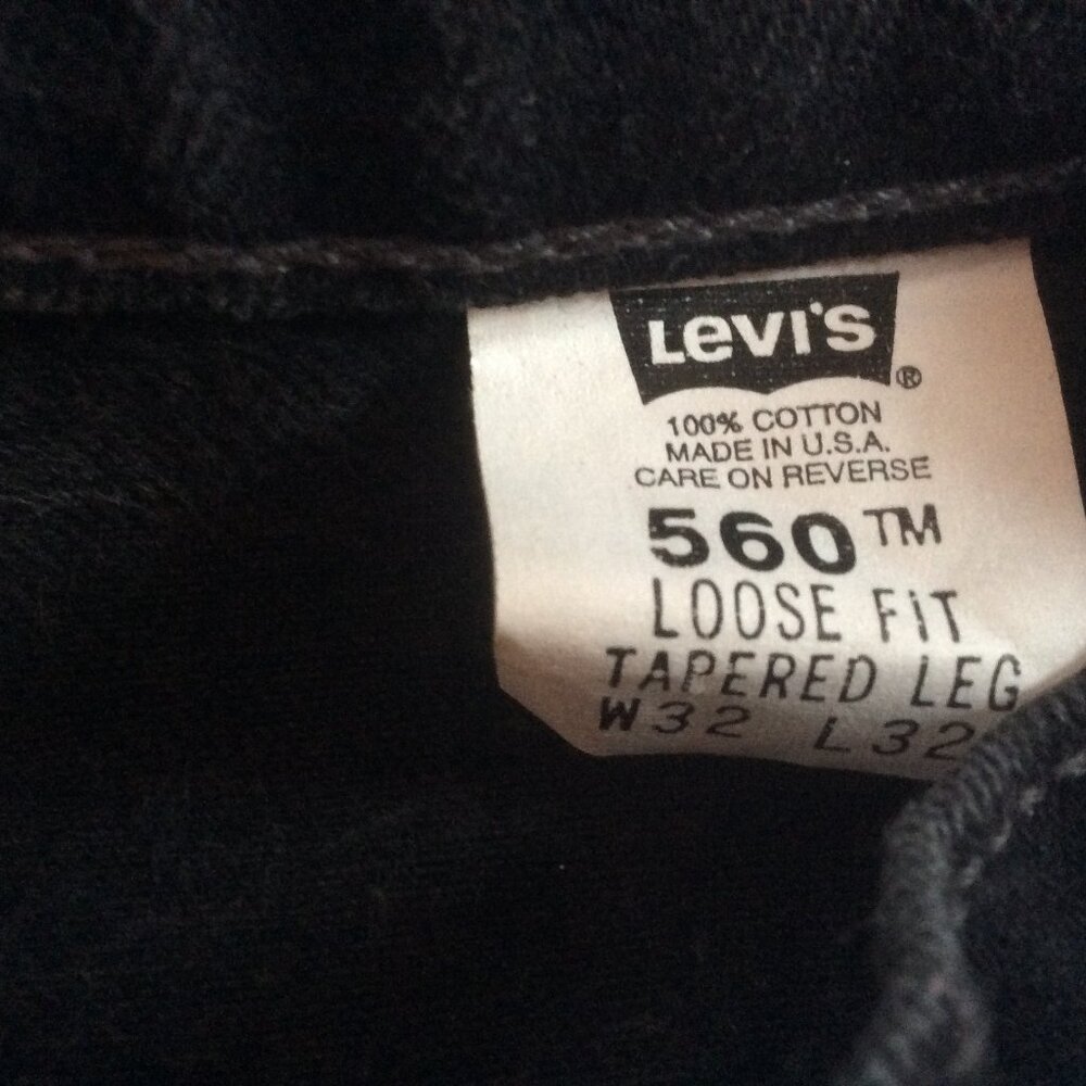 Levi's 560 90s Black Loose Fit Tapered Leg Denim Baggy Vintage Jeans Size 32*x32 - Picture 5 of 6